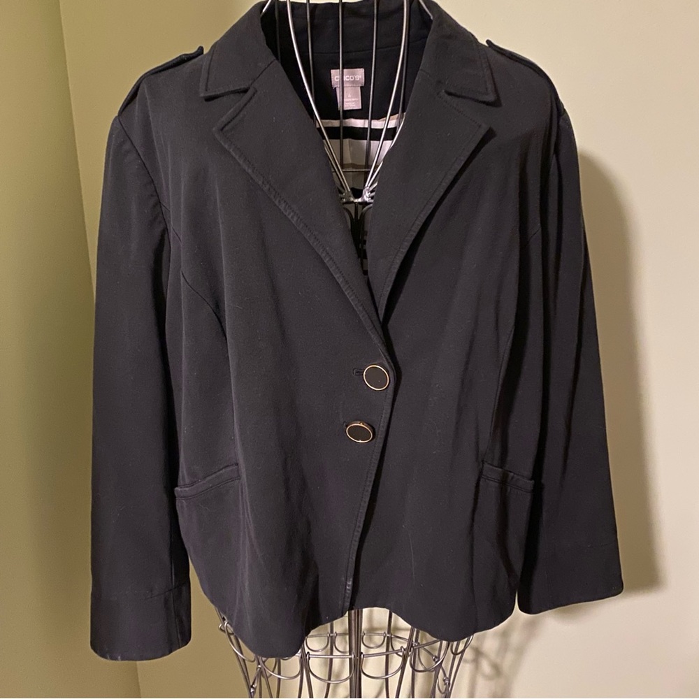Chico's Black Two Button Blazer Jacket Chico's 4 … - image 2